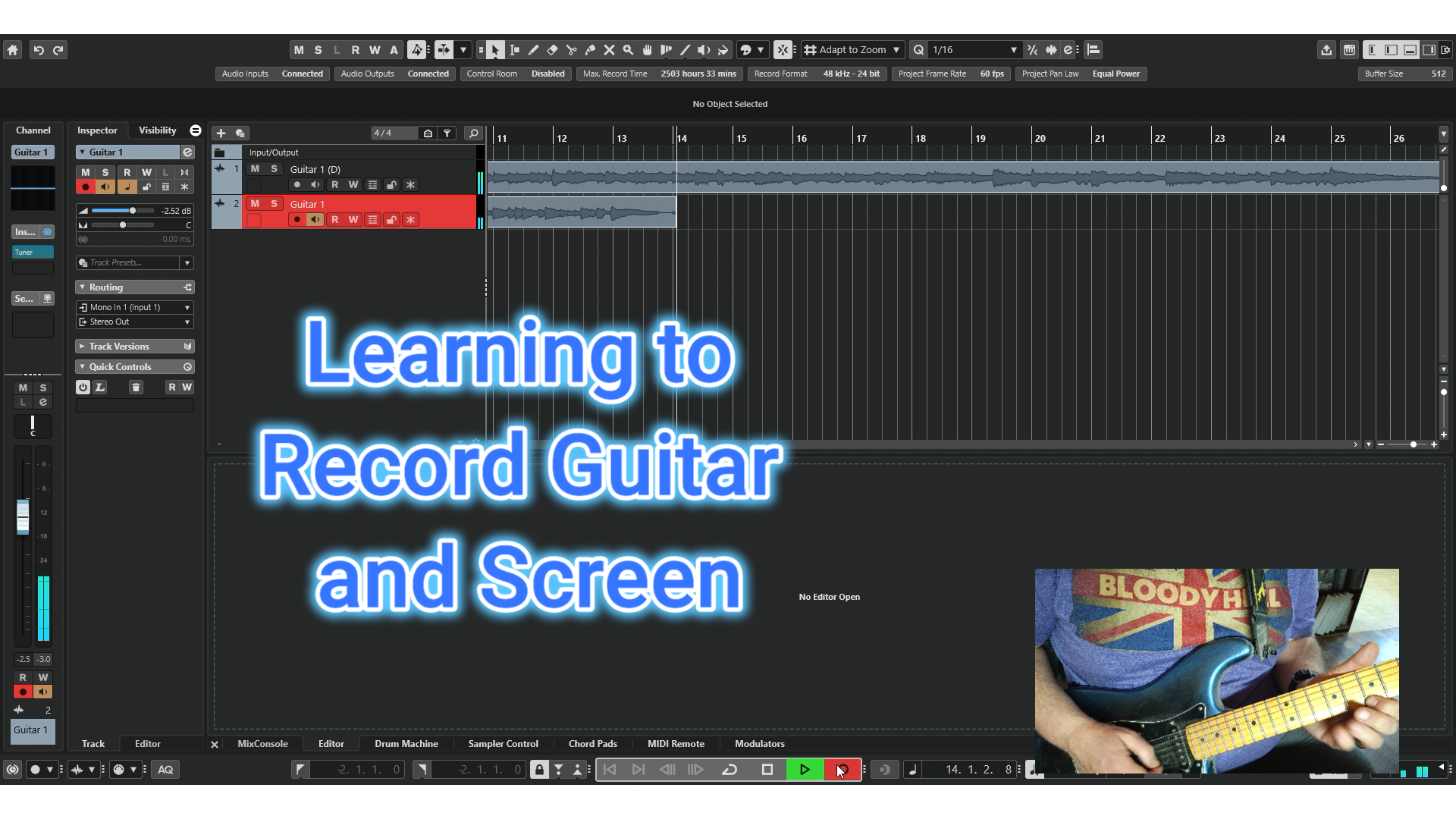 Learning to Record Guitar + Screen: First Attempts (Very Imperfect!)